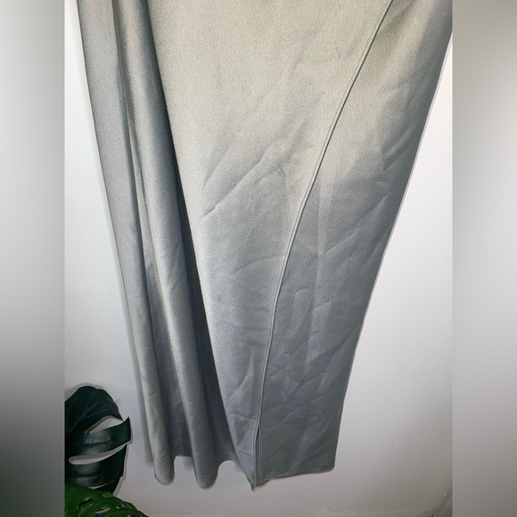 BHLDN Anthropologie Dylan One Shoulder Satin Side Slit Gown Green NEW Size 6 - Picture 9 of 13